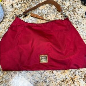 Dooney & Bourke Red Hobo Bag with Brown Strap